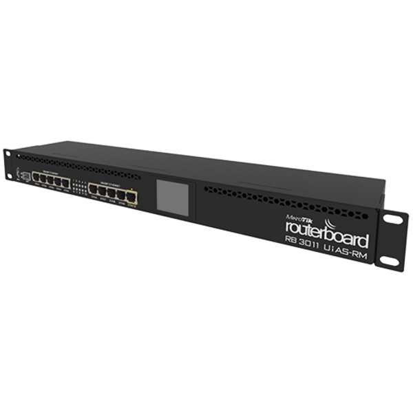 MikroTik Ethernet Router RB3011UiAS-RM Angled